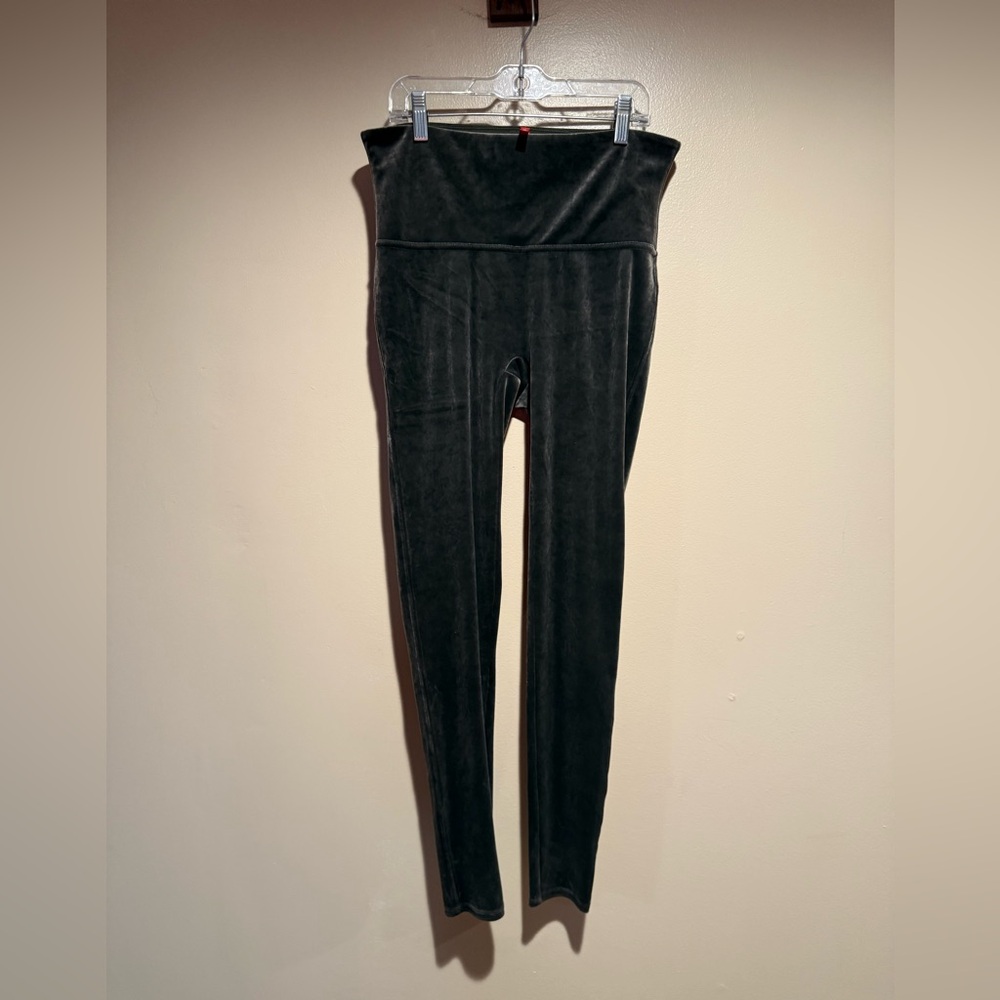 SPANX olive green Velvet Leggings